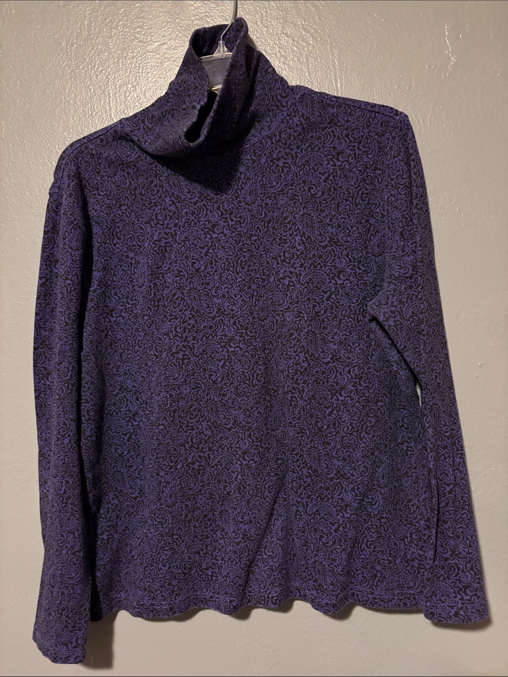 Basic Editions Purple Patterned Turtleneck Top